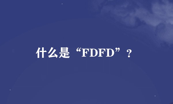 什么是“FDFD”？