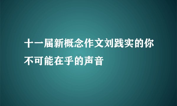 十一届新概念作文刘践实的你不可能在乎的声音