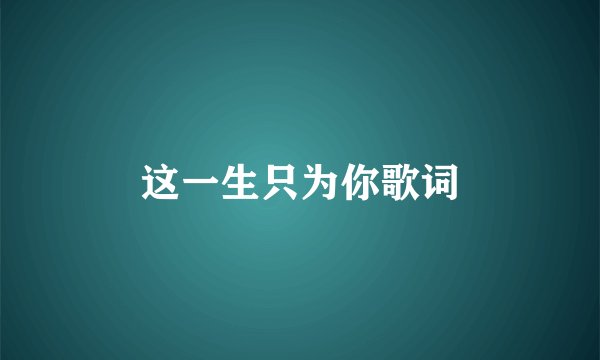 这一生只为你歌词