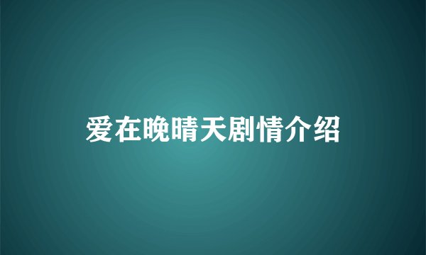 爱在晚晴天剧情介绍