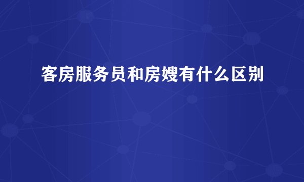 客房服务员和房嫂有什么区别