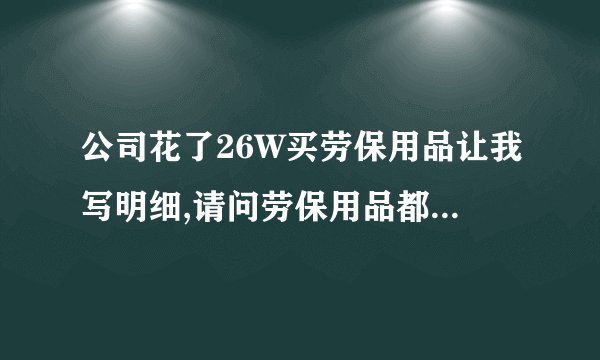 公司花了26W买劳保用品让我写明细,请问劳保用品都有哪些?谁能帮我算...