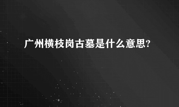 广州横枝岗古墓是什么意思?