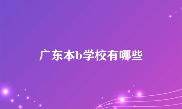 广东本b学校有哪些