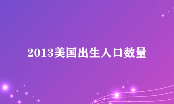 2013美国出生人口数量