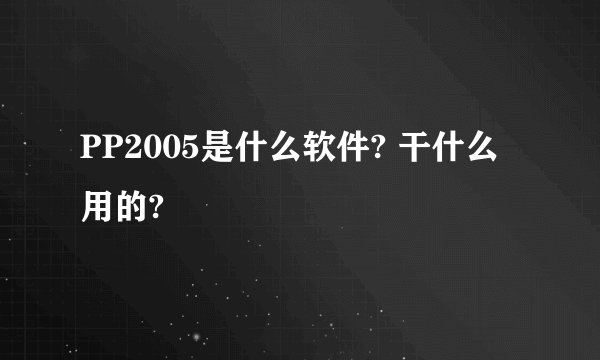PP2005是什么软件? 干什么用的?