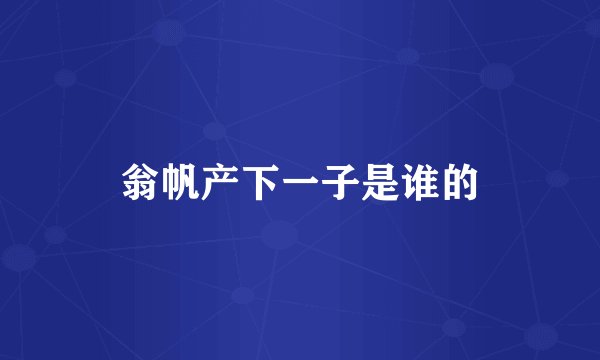 翁帆产下一子是谁的