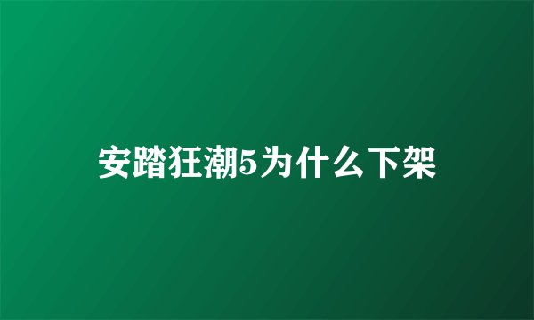 安踏狂潮5为什么下架