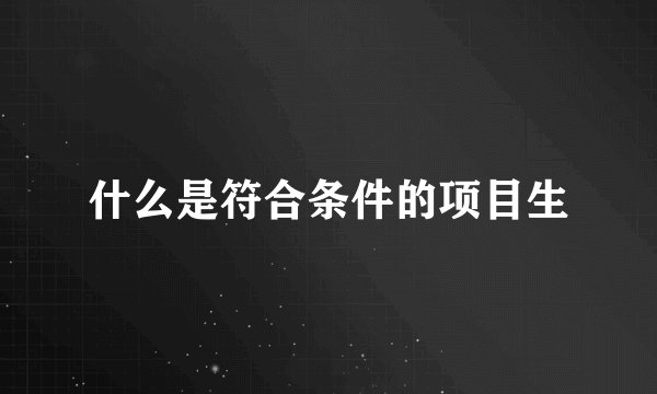 什么是符合条件的项目生