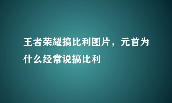 王者荣耀搞比利图片，元首为什么经常说搞比利