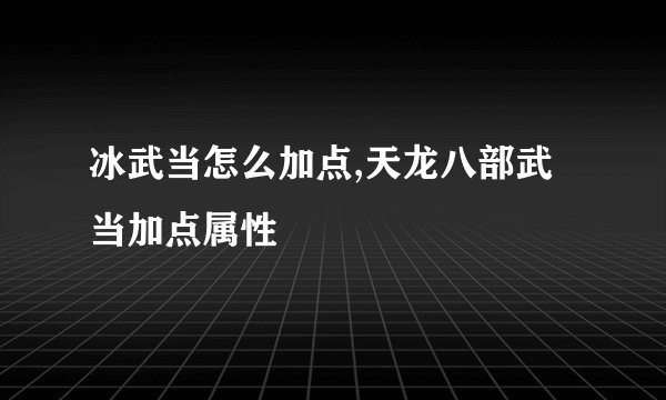 冰武当怎么加点,天龙八部武当加点属性