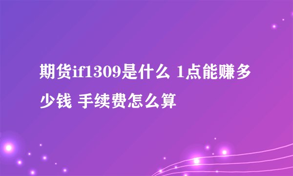 期货if1309是什么 1点能赚多少钱 手续费怎么算