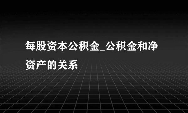 每股资本公积金_公积金和净资产的关系