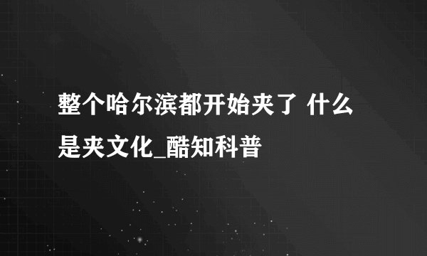 整个哈尔滨都开始夹了 什么是夹文化_酷知科普