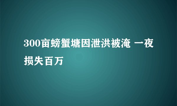 300亩螃蟹塘因泄洪被淹 一夜损失百万
