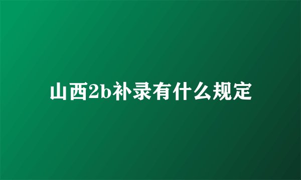 山西2b补录有什么规定
