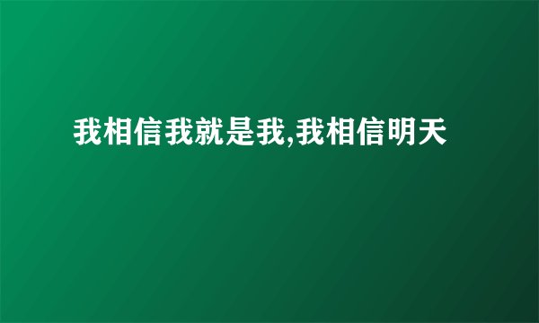 我相信我就是我,我相信明天