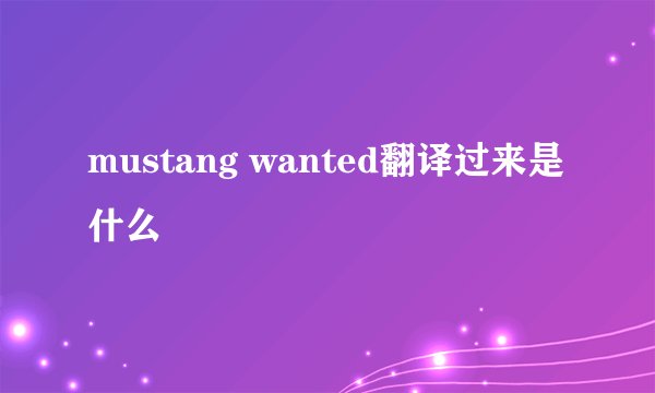 mustang wanted翻译过来是什么