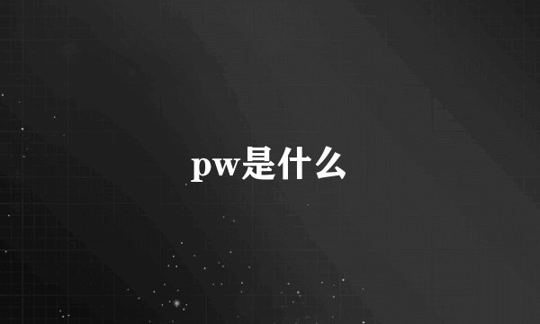 pw是什么