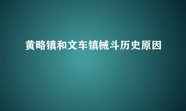 黄略镇和文车镇械斗历史原因