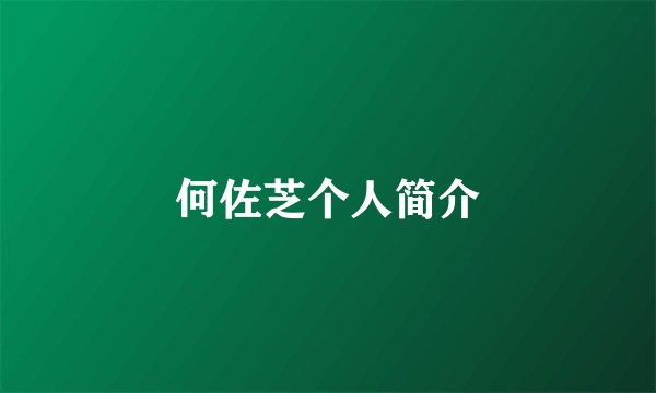何佐芝个人简介