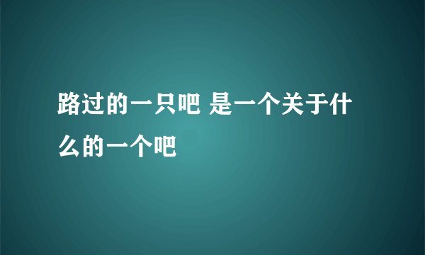 路过的一只吧 是一个关于什么的一个吧