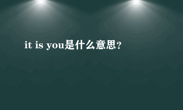 it is you是什么意思？
