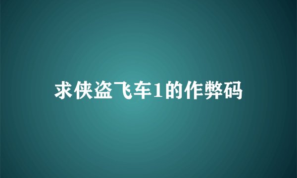 求侠盗飞车1的作弊码