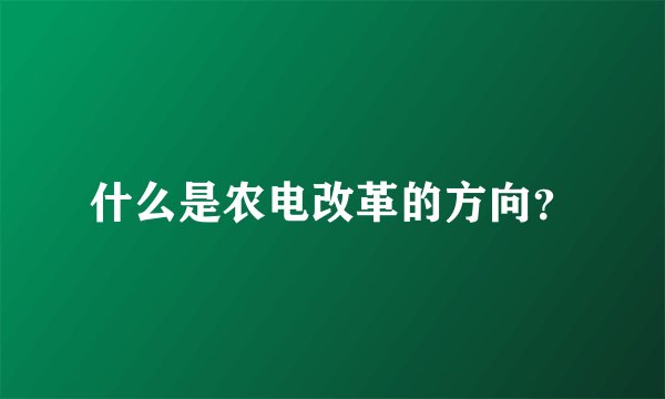 什么是农电改革的方向？