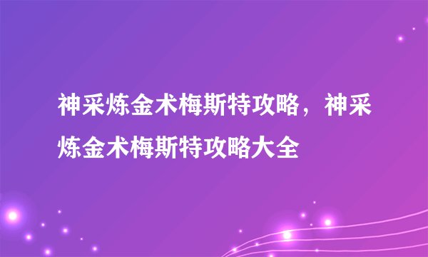 神采炼金术梅斯特攻略，神采炼金术梅斯特攻略大全