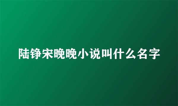 陆铮宋晚晚小说叫什么名字