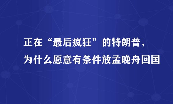 正在“最后疯狂”的特朗普，为什么愿意有条件放孟晚舟回国