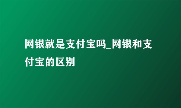 网银就是支付宝吗_网银和支付宝的区别