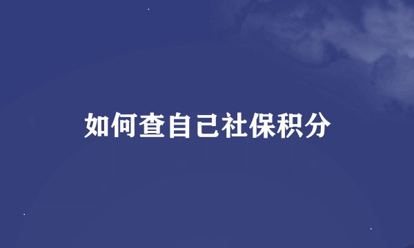 如何查自己社保积分