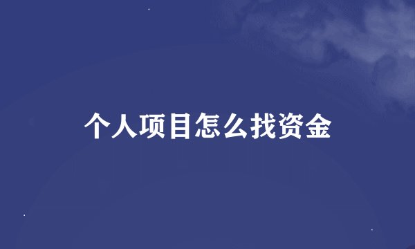 个人项目怎么找资金