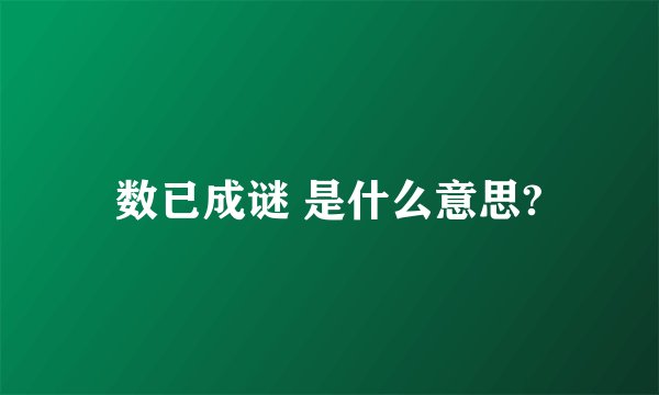 数已成谜 是什么意思?