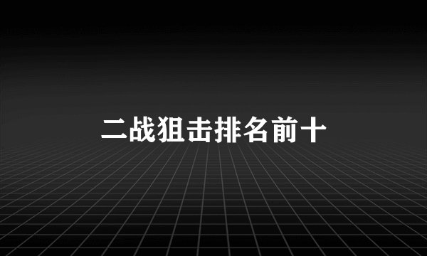 二战狙击排名前十