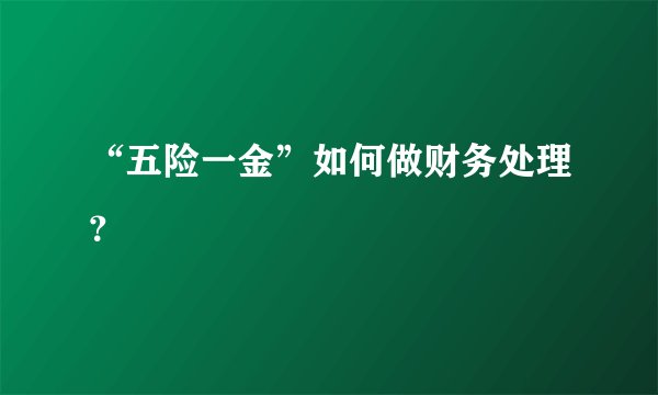 “五险一金”如何做财务处理？