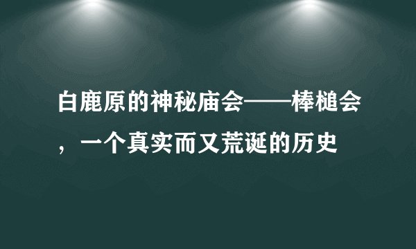 白鹿原的神秘庙会——棒槌会，一个真实而又荒诞的历史
