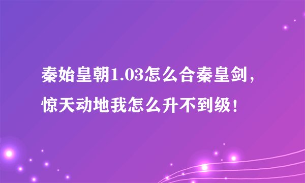 秦始皇朝1.03怎么合秦皇剑，惊天动地我怎么升不到级！