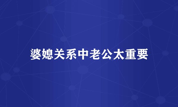 婆媳关系中老公太重要