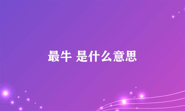 最牛 是什么意思