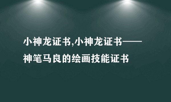 小神龙证书,小神龙证书——神笔马良的绘画技能证书