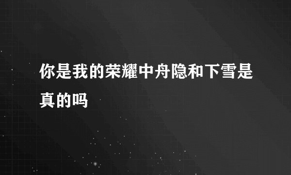 你是我的荣耀中舟隐和下雪是真的吗