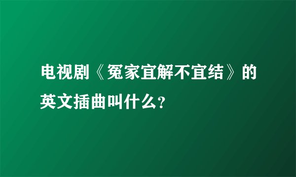 电视剧《冤家宜解不宜结》的英文插曲叫什么？