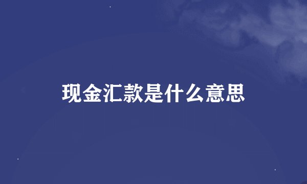现金汇款是什么意思