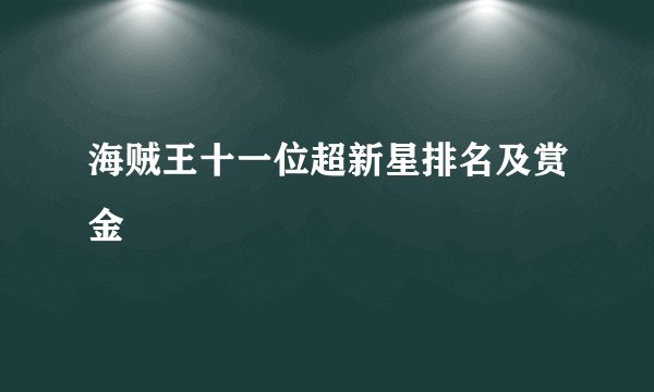 海贼王十一位超新星排名及赏金