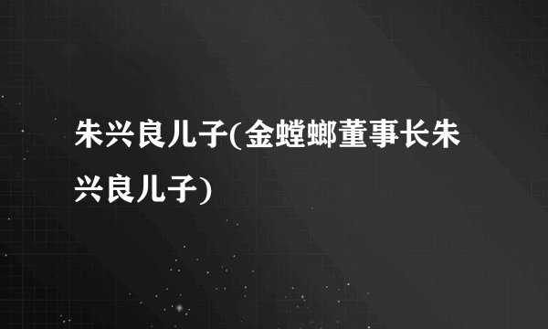 朱兴良儿子(金螳螂董事长朱兴良儿子)