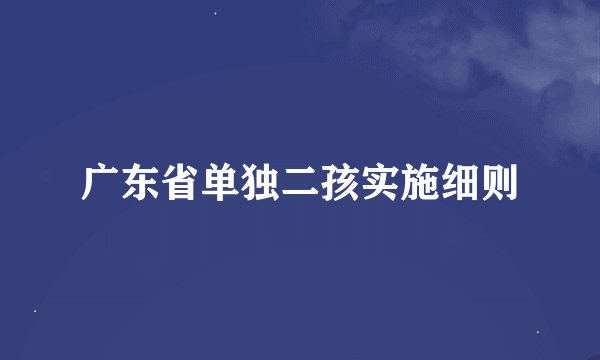 广东省单独二孩实施细则