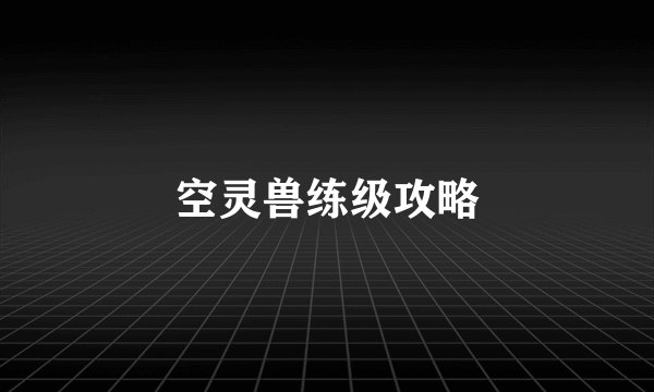空灵兽练级攻略